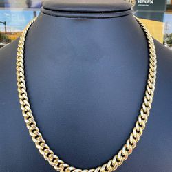10k solid yellow gold Cuban chain necklace hollow 18.4 grams 18 inches 6mm