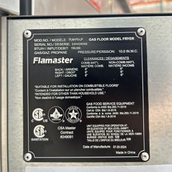 Gas fryer  - Flamaster FLM-F5-LP 80Ib capacity, 21”, 5 tubes, 150,000 BTU