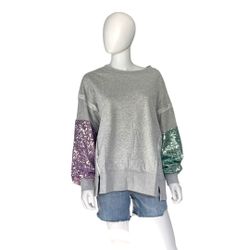 PEACH LOVE CALIFORNIA sequin Sleeve Oversized Pullover Sz Medium