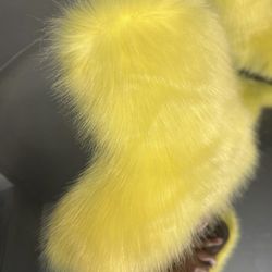 Yellow Fur Boots Size 6 & 7