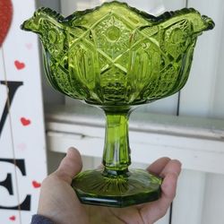 Vintage LE Smith Heritage Quintec GreenGlas Compote
