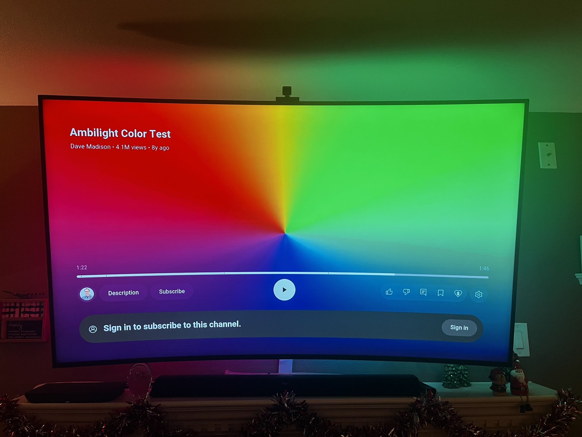 65” Curved Samsung TV w/ Smart Lights & Mount