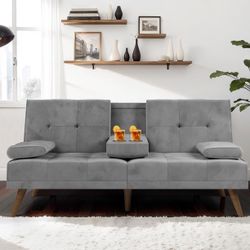 Grey Futon Sofa New Fully Assembled 