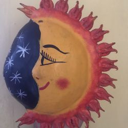 Hand Panted Moon And Sun