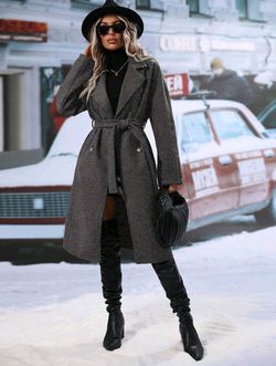 Gray shein trench coat