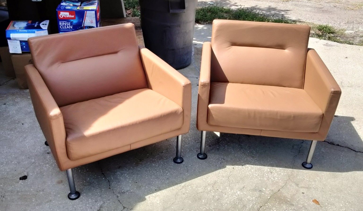Pair of Mid-Century Modern Leather Chairs