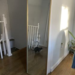 Vintage Brass Floor Mirror