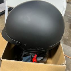 GLX M14 Cruiser Scooter Motorcycle Half Helmet with Free Tinted Retractable Visor DOT Approved (Matte Black, Medium)