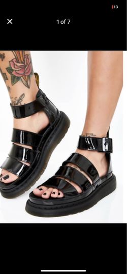 Dr. Martens Clarissa II Patent Leather Strap Sandals Black Size 11 in Women