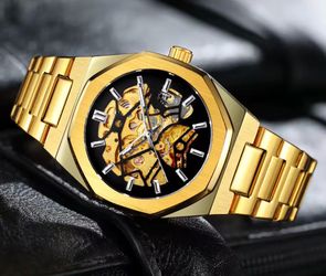 Luxury Skeleton Automatic Watch – gold Stainless Steel Men’s Watch