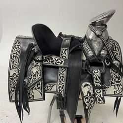 Montura Charra Pitiada Original Con Herrage Y Fuste Plateado Completo