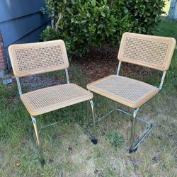 Pair Or Rattan Dining Chairs
