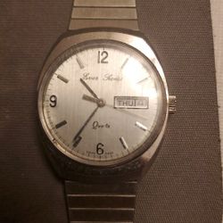 Ever Swiss Mens Day Date Silver Tone