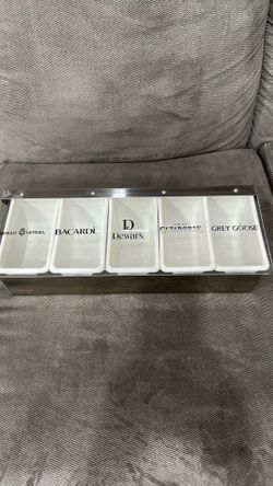 Vintage Bar Garnish Tray-5 compartment, stainless steel
