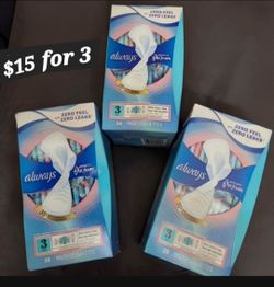 3 Packs of Always Infinity Feminine Pads, Extra Heavy Wings, Unscented (Size 3 /28 Count boxes) for $15 /$15 por los 3