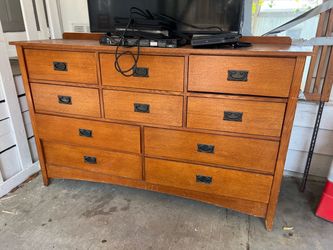 Mission Style Oak Wood Dresser 10 Drawers