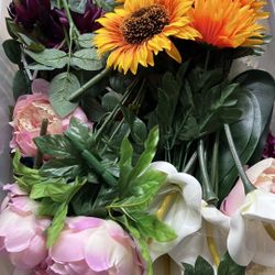 Box Of Various Fake Flowers Plants Very Good Quality 