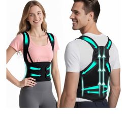 Back Brace Posture Corrector for Men & Women, Upgraded Full Back Support with Adjustable Shoulder Straightener and Waist Support Straps, Breathable Ba