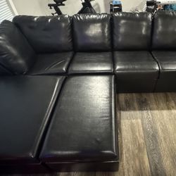 Black leather Sectional
