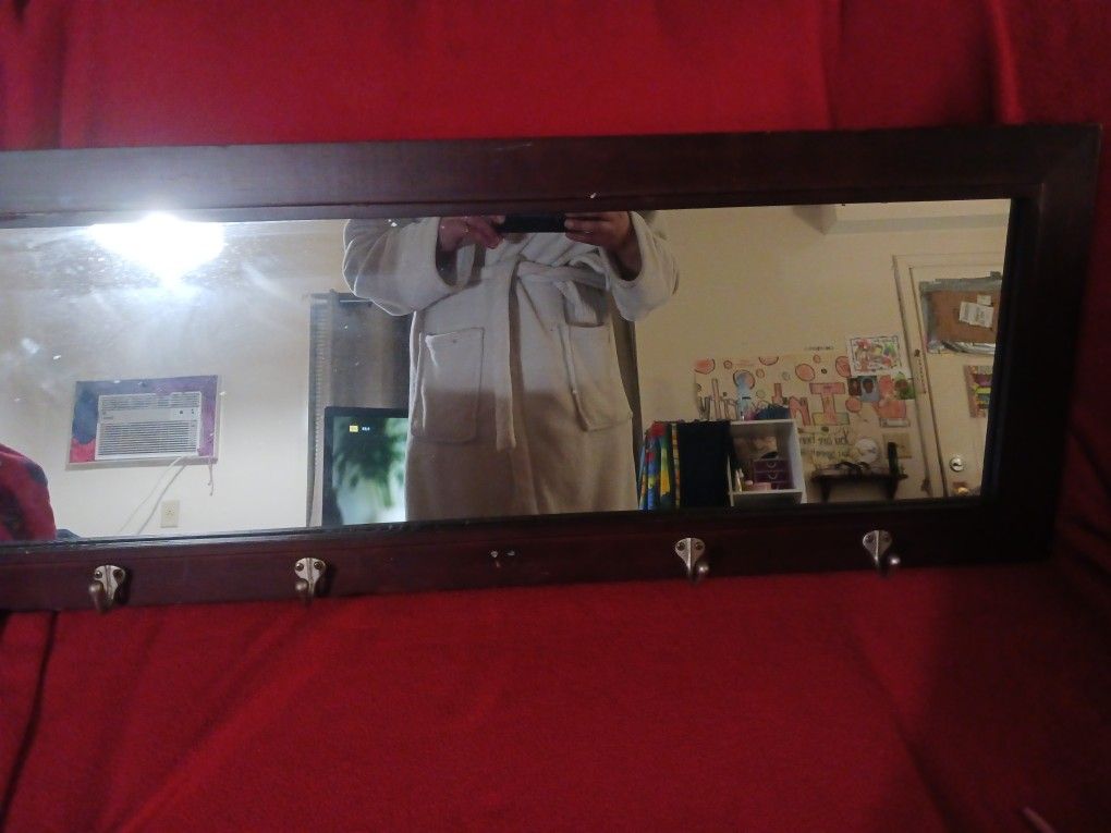 Pub Mirror With 5 Hooks