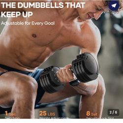 1 Adjustable Dumbbell 25lb  Home Gym at Home Workout W-75