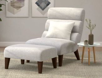 Lucca  Fabric Linen Accent Chair w/ Ottoman