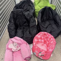 Kids Bean Bag Chairs Lot - Big Joe + Disney Minnie Mouse + Peppa Pig