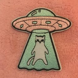 ufo cat iron on patch