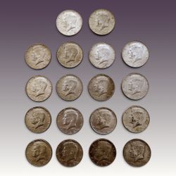 Lot of 18 US Mint Kennedy Half Dollars 40 Percent Silver 1(contact info removed)