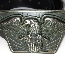 Levi's Eagle Belt Buckle And Genuine Leather 