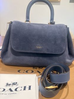 Coach Slouchy Rogue Light Denim Suede Satchel