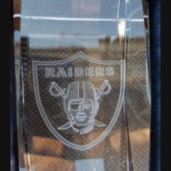 Raiders NFL football 3D laser etched 
crystal Glass cube