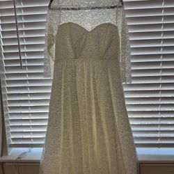 Ivory Tea Length Wedding Dress - Sz 14 New 