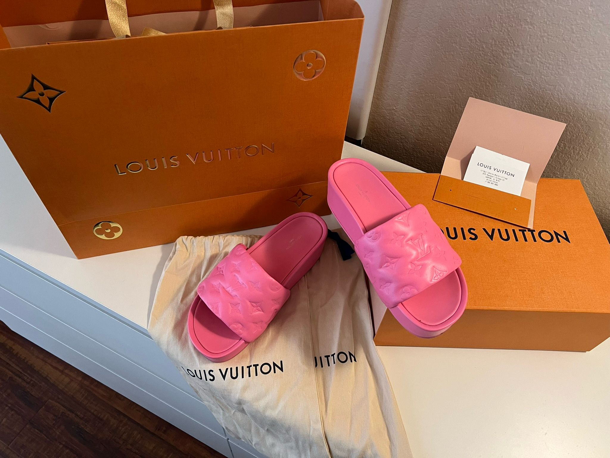 REDUCED PRICE!! OBO!!! Louis Vuitton Pink Platform Slides