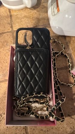 Quilted Leather Phone Case with Chain Strap