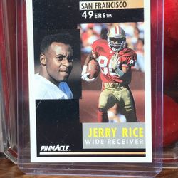 1991 Jerry Rice Pinnacle #103 trading card Hall of Famer from the San Francisco 49ers. Near Mint or Better.