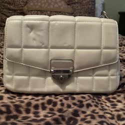 Michael Kors Leather Purse White With Sliver Chain