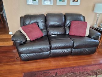 Black faux leather sofa recliner