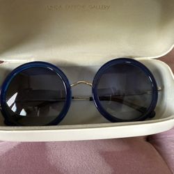 LINDA FARROW Blue Sunglasses 