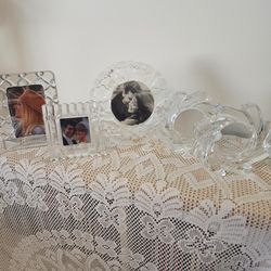 $20.00 - (5) Vtg & Dainty Tabletop Picture Frames!  All Heavy/24% Lead Crystal/In "Like New" Condition!  Assorted Styles/Brands!