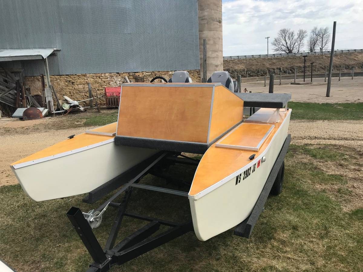 Pontoon, Catamaran Boat with Trailer Custom Built all LED lighting