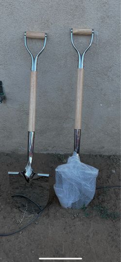 Pair of Stainless Steel Shovels with Wooden Handles