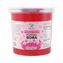 Strawberry Bursting Popping Boba Pearls for Drinks & Desserts, 2.6 lb Strawberry Popping Boba Plearls with Juicy Flavor, Fun Texture and 2.6 lb Large 