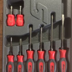 Snap On 8 Pc Screwdriver Set Red/grey Handles 