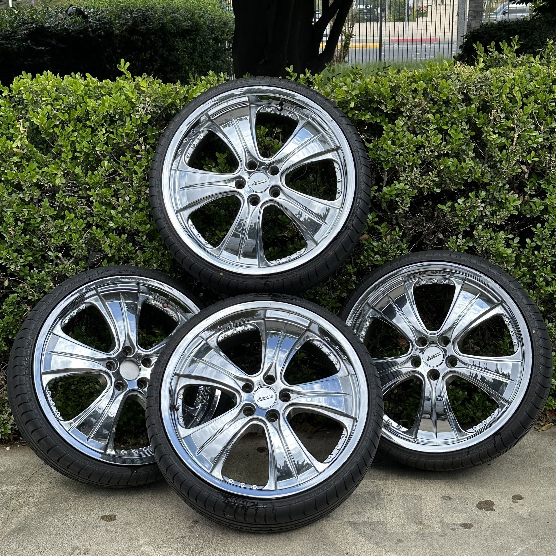 Set of 4 Armano 20x8.5 5x112 Mercedes Audi Volkswagen Chrome Wheels Rims Tires 20" Inch