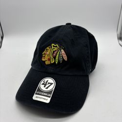 Chicago Blackhawks NHL '47 Brand Clean Up Black Adjustable Hat