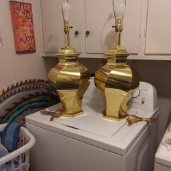 1980's Gold Lamps . Set Of 2