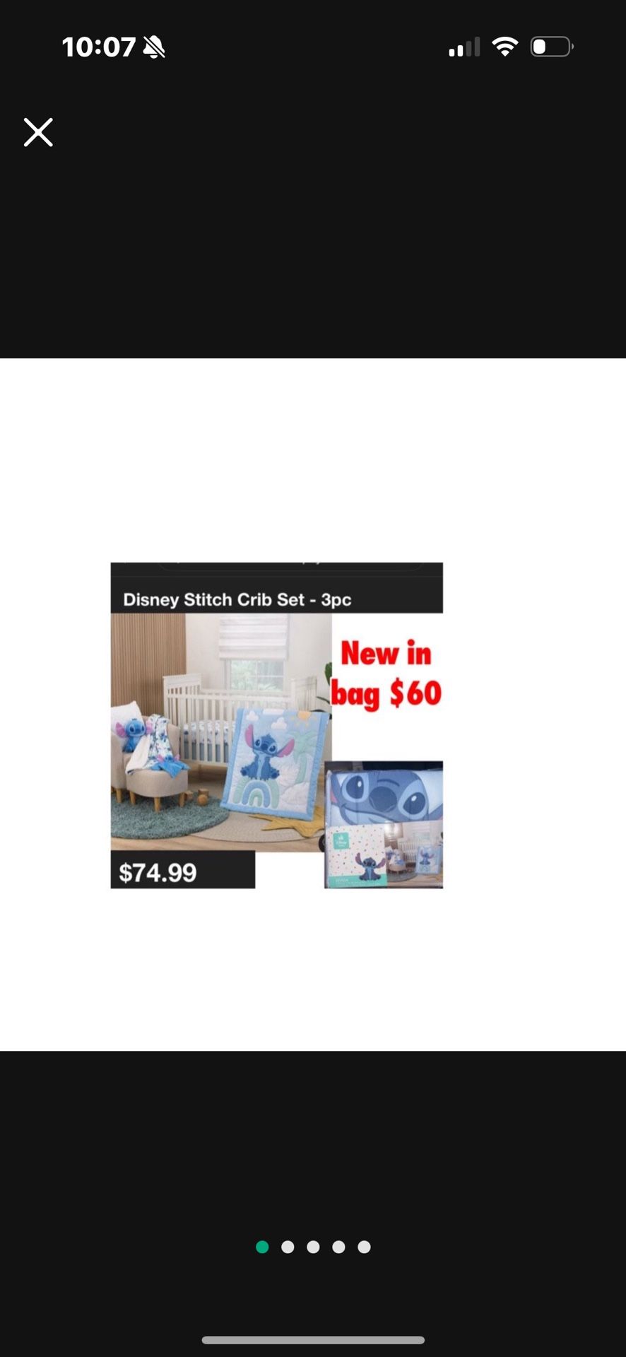 New baby crib 3 piece set stitch blue $60 firm cash only see pictures for description  Plz don\'t waste my time asking if you\'re not interested..Cash/P