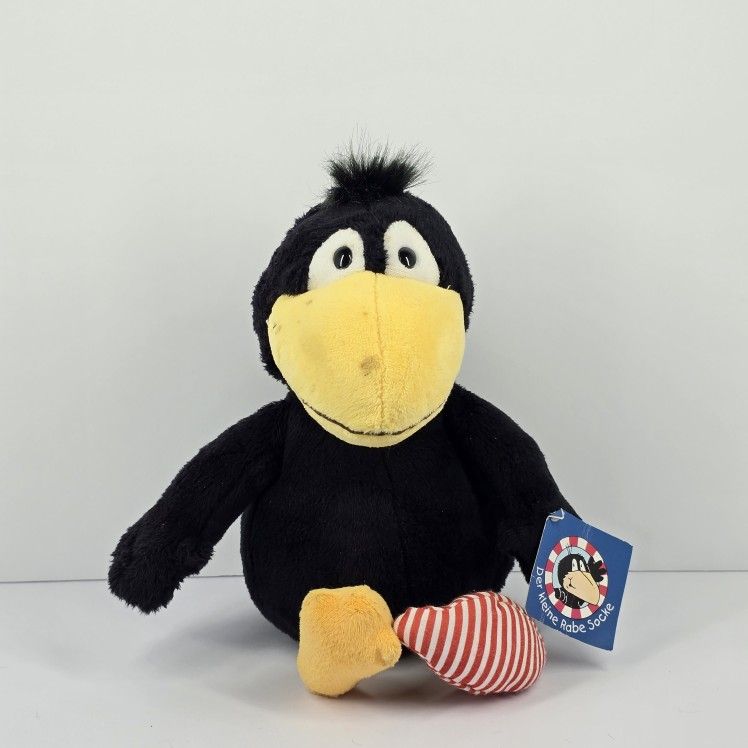 Rare HTF Rabe Socke Black Crow Plush 12" Stuffed Animal NWT Raven Bird Novelty