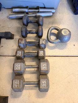 Cast Iron Dumbbell and Kettlebell Weight Set